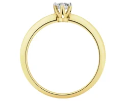Pierścionek z żółtego złota z brylantem laboratoryjnym - 0,21 ct - próba 585
