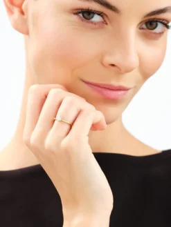 Pierścionek z żółtego złota z brylantem laboratoryjnym - 0,21 ct - próba 585