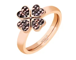 Pierścionek ze stali szlachetnej z markasytami - koniczyna