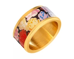 Pierścionek ze stali szlachetnej z emalią