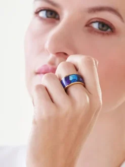 Pierścionek ze stali szlachetnej z emalią