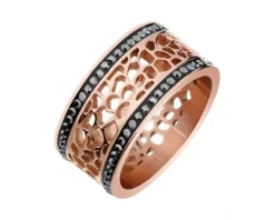 Pierścionek ze stali szlachetnej z kryształami