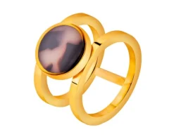 Pierścionek ze stali szlachetnej z detalem z masy żywicznej