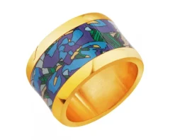 Pierścionek ze stali szlachetnej z emalią