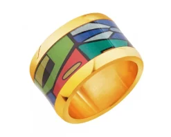 Pierścionek ze stali szlachetnej z emalią