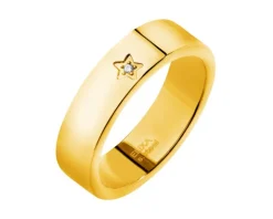 Pierścionek ze stali szlachetnej z cyrkonią - gwiazda