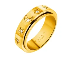 Pierścionek ze stali szlachetnej z cyrkoniami - gwiazdy, Księżyc