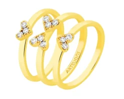 Pierścionek ze stali szlachetnej z cyrkoniami - serce, koniczyna