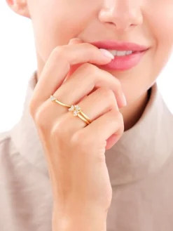 Pierścionek ze stali szlachetnej z cyrkoniami - serce, koniczyna