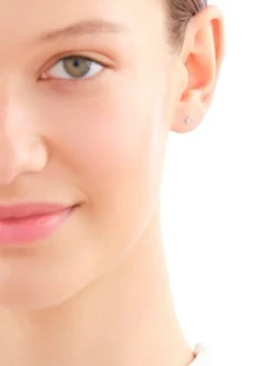 Pojedynczy kolczyk z białego złota z brylantem do piercingu - 0,01 ct - próba 375