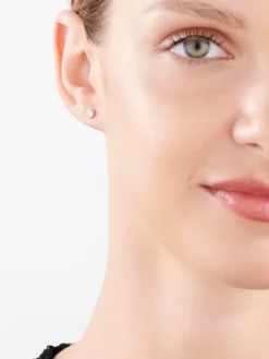 Pojedynczy kolczyk z białego złota z brylantem - 0,01 ct - próba 375