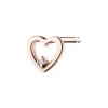 Pojedynczy kolczyk z różowego złota z diamentem - serce - 0,004 ct - próba 375