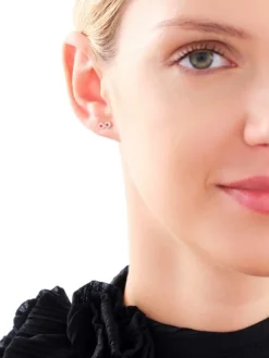 Pojedynczy kolczyk z różowego złota z diamentem - nieskończoność - 0,003 ct - próba 375