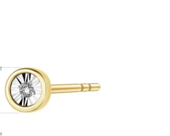 Pojedynczy kolczyk z żółtego i białego złota z diamentem - 0,005 ct - próba 375