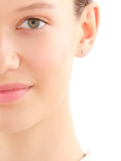 Pojedynczy kolczyk z żółtego i białego złota z brylantem do piercingu - 0,02 ct - próba 585