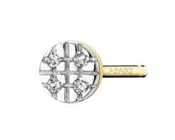 Pojedynczy kolczyk z żółtego złota z diamentami - 0,008 ct - próba 375