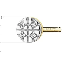 Pojedynczy kolczyk z żółtego złota z diamentami - 0,008 ct - próba 375