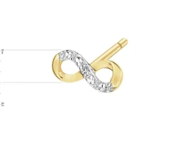 Pojedynczy kolczyk z żółtego złota z diamentem - nieskończoność - 0,003 ct - próba 375