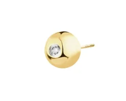 Pojedynczy kolczyk z żółtego złota z diamentem - 0,003 ct - próba 375