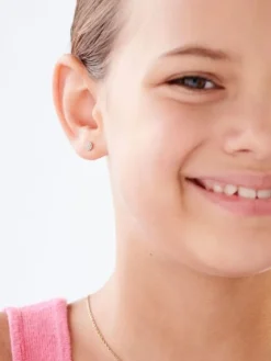 Pojedynczy kolczyk z żółtego złota z diamentami - 0,04 ct - próba 585