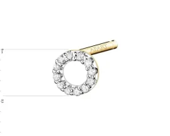 Pojedynczy kolczyk z żółtego złota z diamentami - koło - 0,02 ct - próba 375
