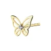 Pojedynczy kolczyk z żółtego złota z diamentem - motyl - 0,002 ct - próba 375