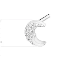 Pojedynczy srebrny kolczyk z cyrkoniami - Księżyc