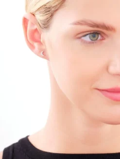 Pojedynczy srebrny kolczyk z cyrkoniami - Księżyc