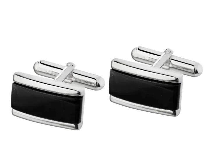 Spinki do mankietów srebrne z onyksami