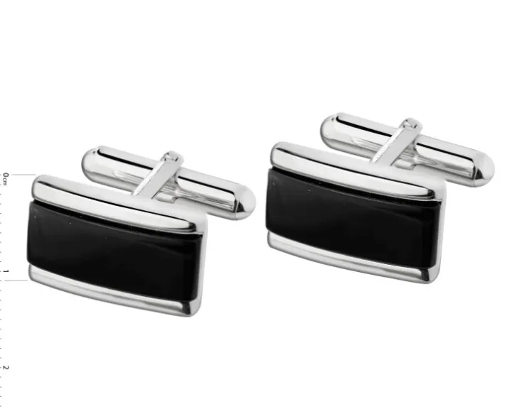 Spinki do mankietów srebrne z onyksami