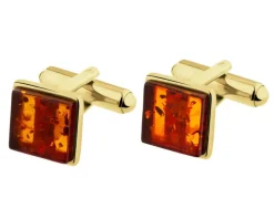 Spinki srebrne do mankietów z bursztynem