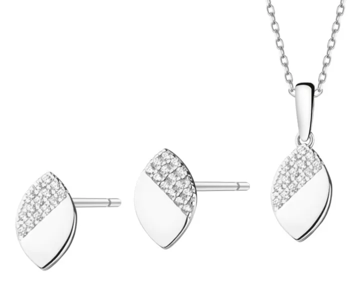 Srebrne kolczyki i zawieszka z cyrkoniami - komplet