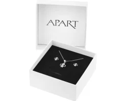 Srebrne kolczyki i zawieszka z cyrkoniami, łańcuszek - komplet - koniczyny