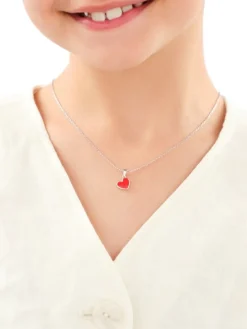 Srebrne kolczyki i zawieszka z emalią - komplet - serca