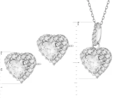 Srebrne kolczyki i zawieszka z cyrkoniami - komplet - serca