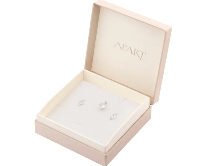 Srebrne kolczyki i zawieszka z cyrkoniami - komplet - serca