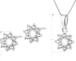 Srebrne kolczyki i zawieszka z cyrkoniami - komplet