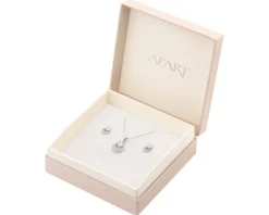 Srebrne kolczyki i zawieszka z cyrkoniami, łańcuszek - komplet