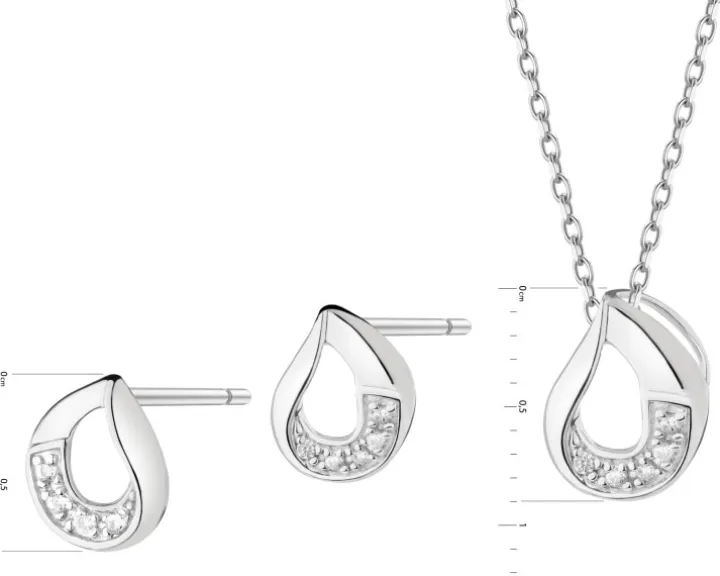 Srebrne kolczyki i zawieszka z cyrkoniami - komplet