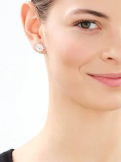 Srebrne kolczyki i zawieszka z cyrkoniami - komplet