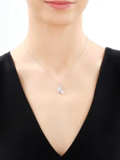 Srebrne kolczyki i zawieszka z cyrkoniami - komplet - liście