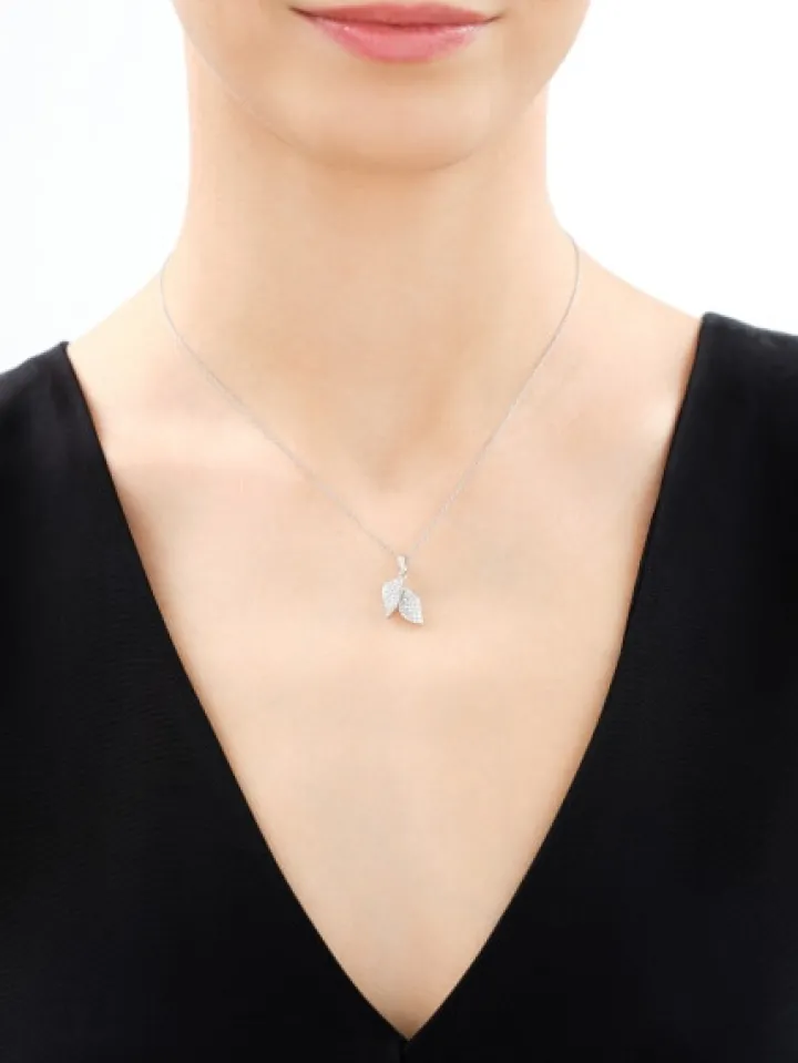 Srebrne kolczyki i zawieszka z cyrkoniami - komplet - liście