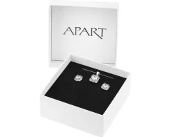 Srebrne kolczyki i zawieszka z cyrkoniami - komplet