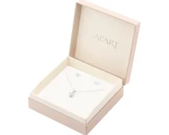 Srebrne kolczyki i zawieszka z cyrkoniami, łańcuszek - komplet