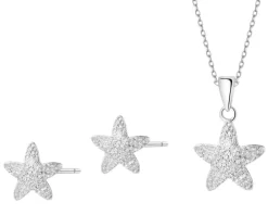 Srebrne kolczyki i zawieszka - komplet - gwiazdy