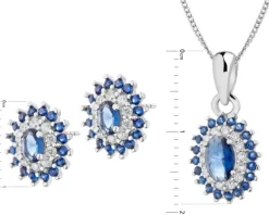 Srebrne kolczyki i zawieszka z cyrkoniami, łańcuszek - komplet