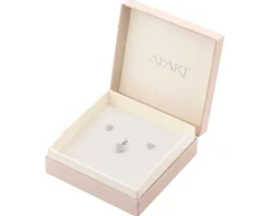 Srebrne kolczyki i zawieszka z cyrkoniami - komplet - serca