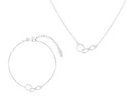 Srebrny naszyjnik i bransoletka - komplet - koła, nieskończoności