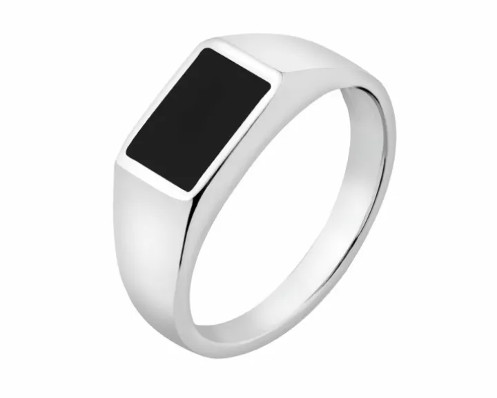 Sygnet srebrny z emalią