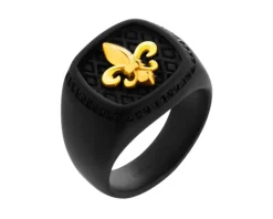 Sygnet ze stali szlachetnej z cyrkoniami - lilijka